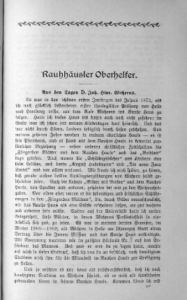 Aus den Tagen D. Joh. Hinr. Wicherns.