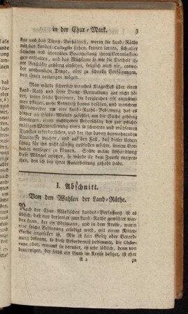 I. Abschnitt. Von den Wahlen der Land-Räthe