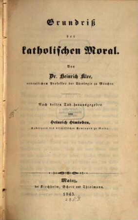Grundriß der katholischen Moral