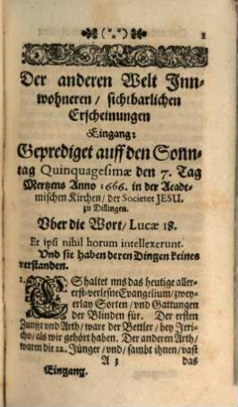 Incolarum Alterius Mundi Phaenomena Historica, Das ist: Der Innwohneren der andern Welt sichtbarliche Erscheinungen