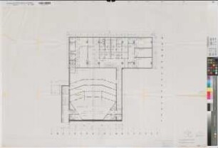 Münster (Münster) Hörsaalgebäude der Universität am Neuplatz Grundriß Kellergeschoß 1966/67 1 : 100 78 x 113 Pause Dr. F. W. Kraemer, Architekt, Braunschweig Regierung Münster Nr. 34045
