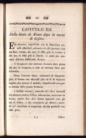 Capitolo XII. Dello Stato di Roma dopo la morte die Cesare.