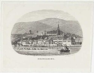 Heidelberg, Stadt, Schloss und Alte Brücke von Nordwesten