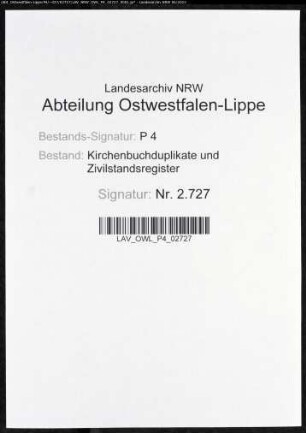 Zivilstandsregister von Rhynern (T 1812). (Gemeinde: Rhynern, Kreis Unna)