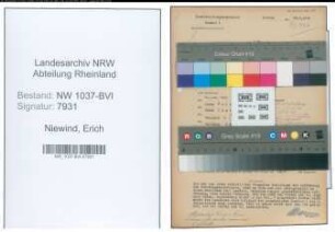 Entnazifizierung Erich Niewind , geb. 02.02.1905 (Wachmann)
