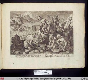 Muschelfischer beim Fangen, Säubern und Öffnen von Muscheln