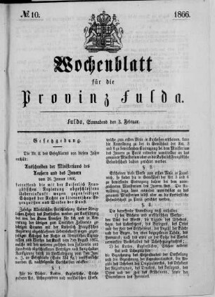 Nr. 10, Ausgabe vom 03. Februar 1866