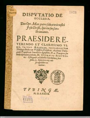 Dispvtatio De Ecclesia