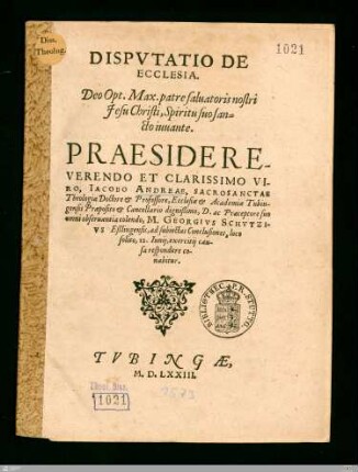 Dispvtatio De Ecclesia