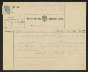 Brief von Kuno Ferdinand von Hardenberg an Gerhart Hauptmann