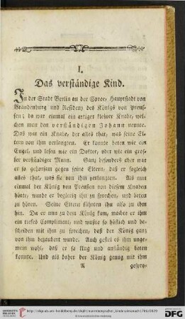 Erzählungen [I. Das verständige Rind – XXX. Die frommen und verständigen Kinder]