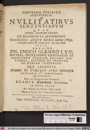 Disputatio Iuridica Inauguralis De Nullitatibus Sententiarum