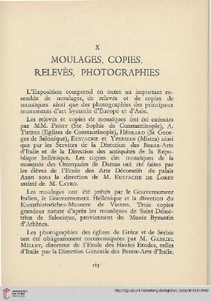X. Moulages, Copies, Relevés, Photographies
