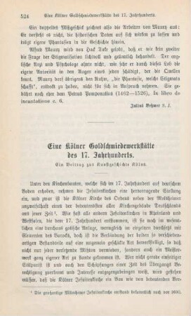 524-541 Eine Kölner Goldschmiedewerkstätte des 17. Jahrhunderts : ein Beitrag zur Kunstgeschichte Kölns