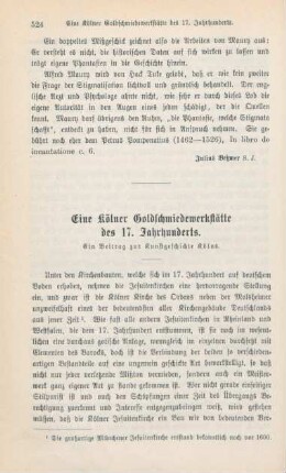 524-541 Eine Kölner Goldschmiedewerkstätte des 17. Jahrhunderts : ein Beitrag zur Kunstgeschichte Kölns