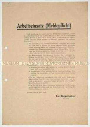Amtliche Bekanntmachung der Stadt Weimar zur Meldepflicht für Arbeitseinsätze