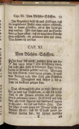 Cap. XI. - Vom Büchsen-Schifften. - Cap. XII. Von Garnituren.