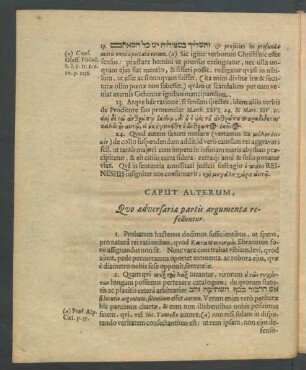 Caput Alterum, Quo adversariae partis argumenta refelluntur.