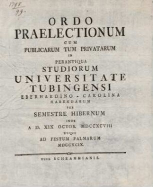 Vorlesungsverzeichnis 1798/99