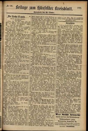 Zweite Ausgabe vom Samstag, den 29. Oktober 1898.
