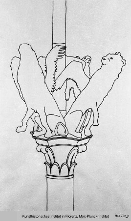Zeichenstudie nach den bronzenen Abschlussfiguren des Fontana Maggiore