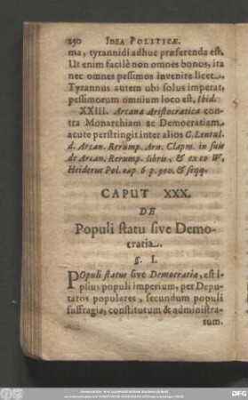 Caput XXX. De Populi statu sive Democratia.