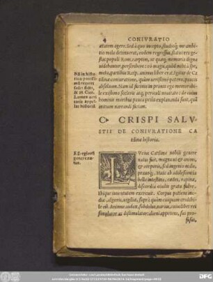 C. Crispi Salustii De Coniuratione Catilinae historia.