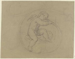Putto zwischen Ranken, schlafend