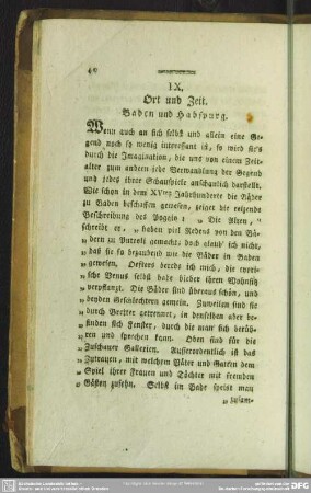 IX. Ort und Zeit. Baden und Habspurg