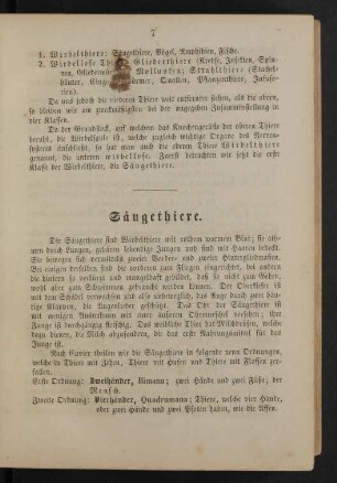 [Erste Klasse.] Säugethiere.