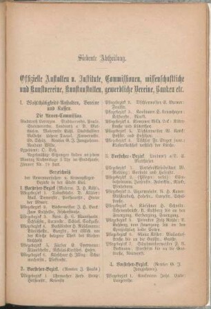 I. Wohlthätigkeits-Anstalten, Vereine und Kassen.