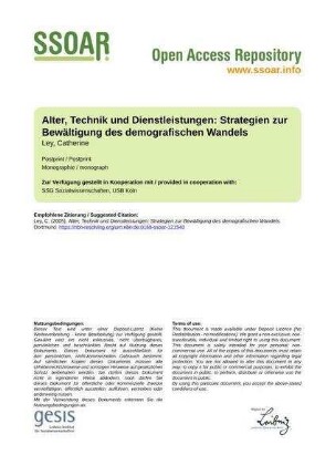Alter, Technik und Dienstleistungen: Strategien zur Bewältigung des demografischen Wandels
