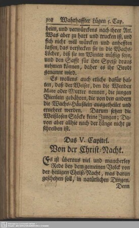 Das V. Capitel. Von der Christ-Nacht
