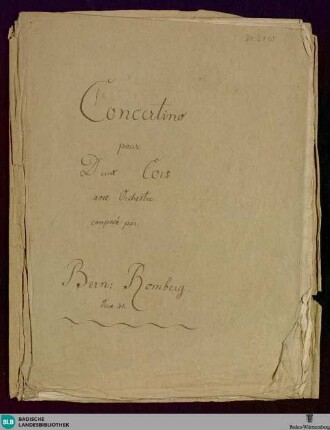 Concertino pour deux cors : avec orchestre; oeuv. 41