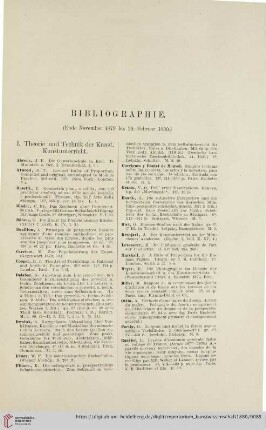 Bibliographie (Ende November 1879 bis 20. Februar 1880)