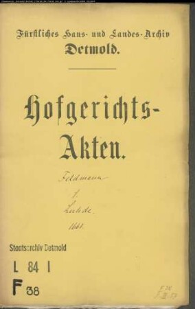 Feldmann, Gerd gegen Albert Luhde - Schuldforderung