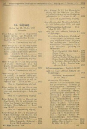 67. Sitzung. Freitag den 17. Oktober 1919