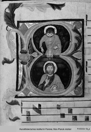 Initiale B mit der Trinität - Antiphonarium Commune Sanctorum, Proprium de Sanctis et Proprium de tempore