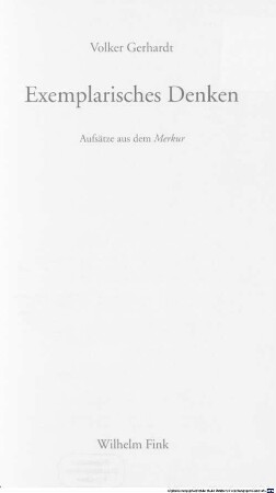 Exemplarisches Denken : Aufsätze aus dem Merkur