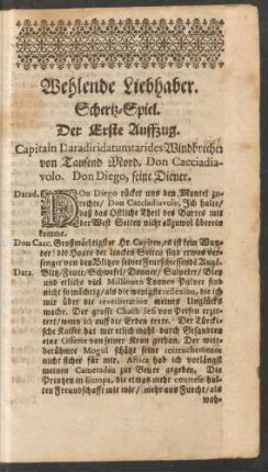 Wehlende Liebhaber. Schertz-Spiel. Der Erste Auffzug.