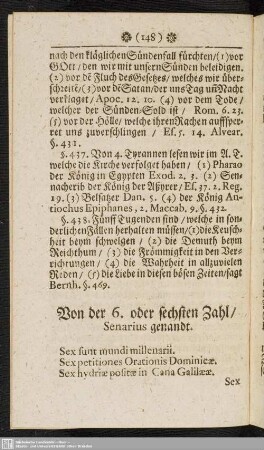 Von der 6. oder sechsten Zahl, Senarius genandt