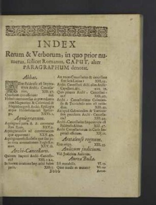 Index Rerum & Verborum