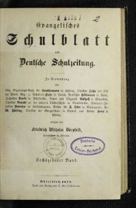 16: Evangelisches Schulblatt und deutsche Schulzeitung - 16.1872