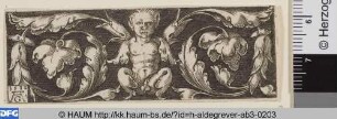 Groteske, Männliche Halbfigur mit Rankenwerk, Querfüllung