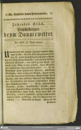 Zehendes Stück. Empfindungen beym Donnerwetter