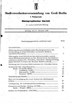 Nr. 87, 25. Oktober 1948, Außerordentliche Sitzung