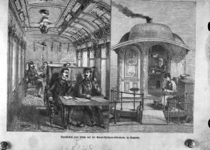 Rauchsalon und Küche auf der Great-Northern-Eisenbahn in England