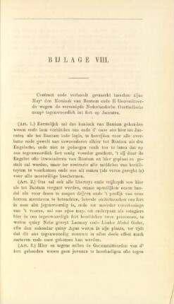 Bijlage VIII. Contract ende verbondt gemaeckt tusschen zijne Mayt den koninck van Bantam ...