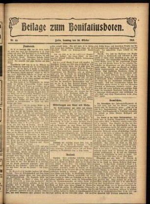 Zweite Ausgabe vom Sonntag, den 30. Oktober 1910.