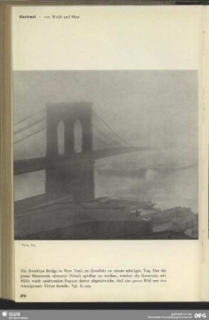 Brooklyn Bridge, New York, bei Nebel : Kontrast - von Weich und Hart